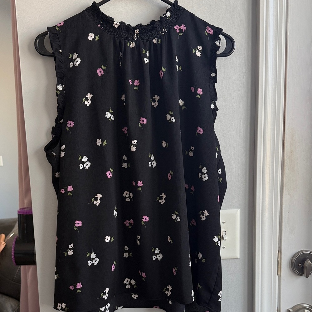 Ann Taylor Black Floral Blouse